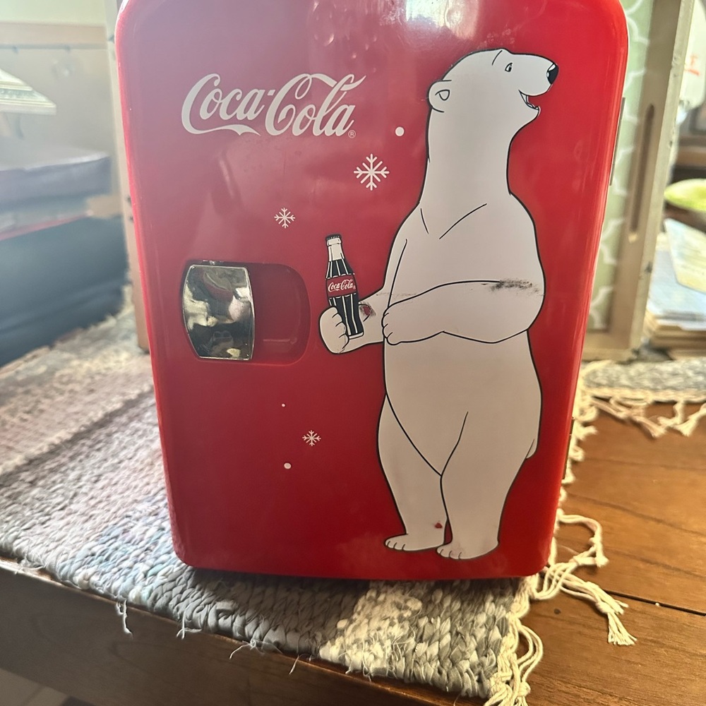 Coca-Cola Red Mini Fridge with Polar Bear Design